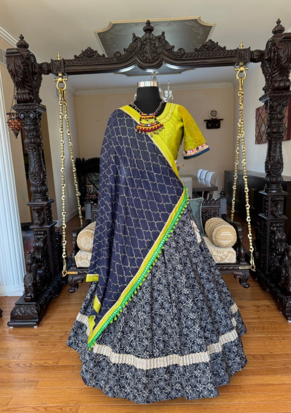 Blue Bhagalpuri Chaniya with Dupatta